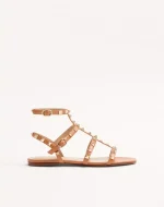 Valentino Rockstud Flat Calfskin Sandal With Straps
